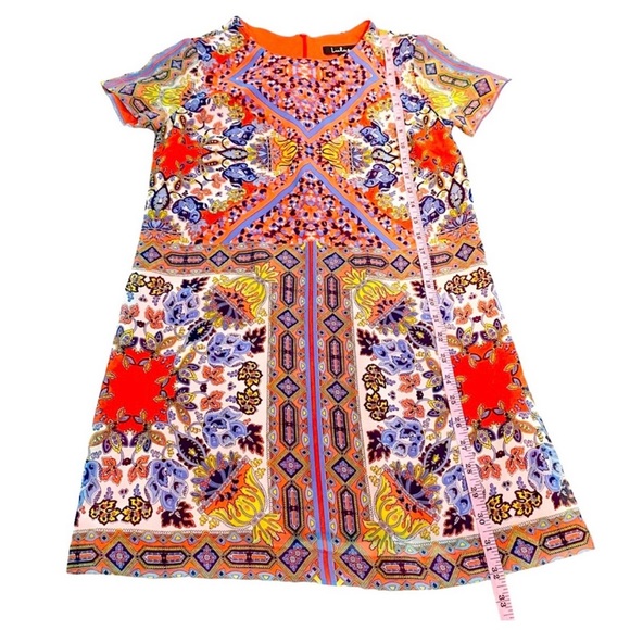 Lulu’s Sangria Coral Multicolor Tile Print Shift Dress, Size Small - Picture 8 of 14
